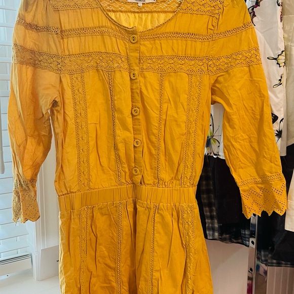 Tularosa size Small Yellow Lace Button-Down Dress - Picture 6 of 8